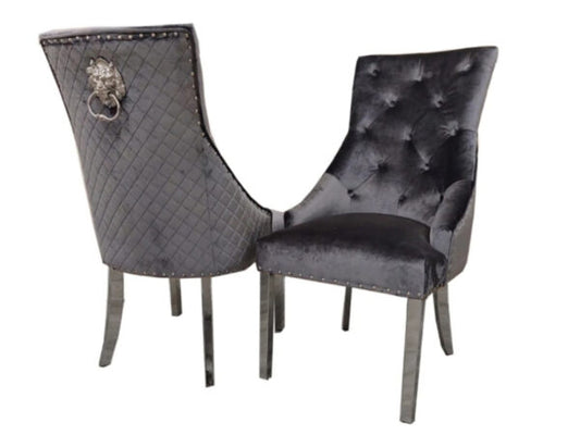 Bentley Dining Chair with Lion Knocker & Quilted Back
