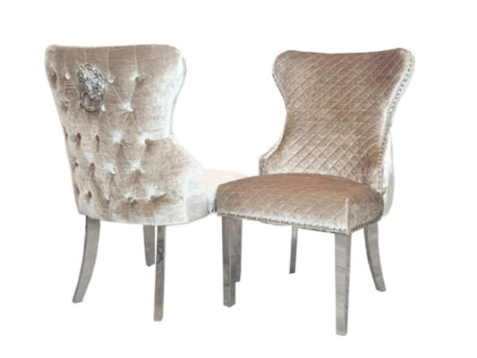 Chelsea Dining Chair with Lion Knocker & Buttoned Back