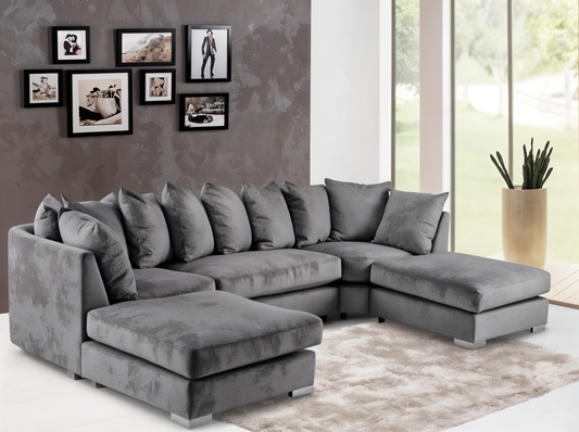 U Shape sofa with 2 Large Foot Stool